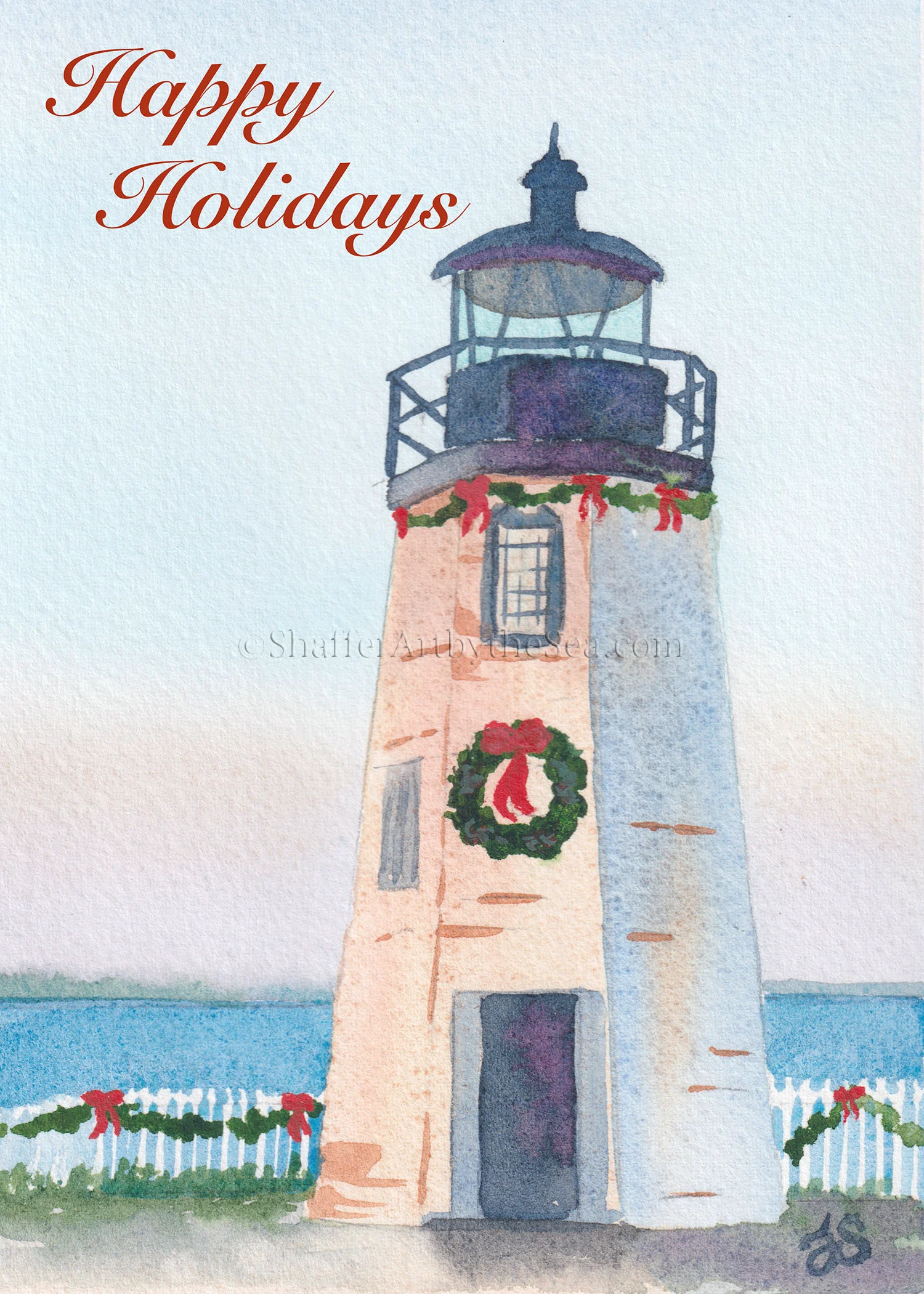 Goat Island Lighthouse Holiday Card (5pack) Jessica Shaffer Fine Art