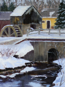 'Fresh Snow', Gilbert Stuart birthplace, North Kingstown, Rhode Island oil painting