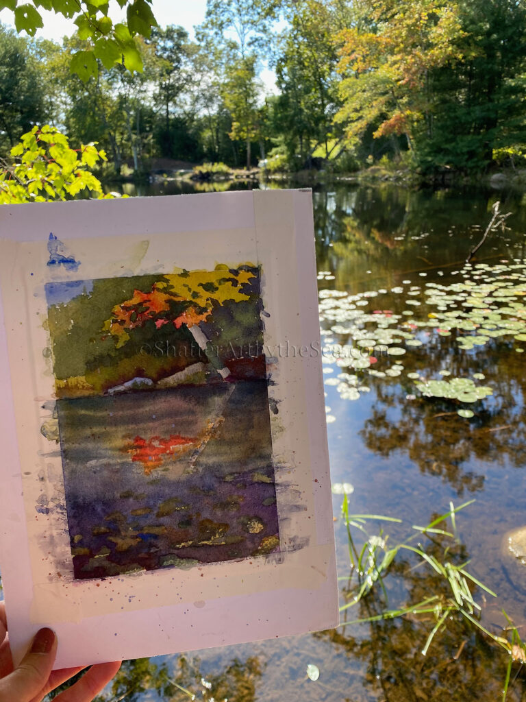 Watercolor of Tillinghast Pond