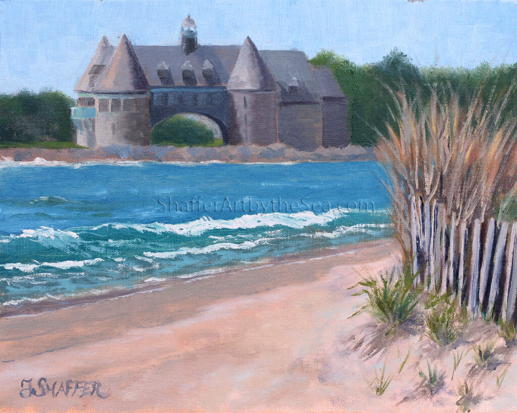 Narragansett Beach and Towers oil painting print