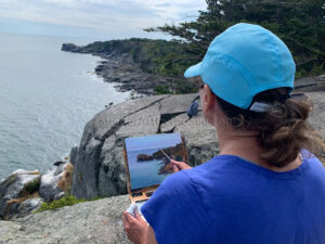 Plein air coastal landscape oil painting by Rhode Island artist Jessica Shaffer
