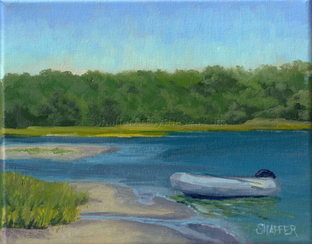 'River Days', original plein air painting of Narrow River Inlet, Narragansett, R.I. 8 x 10 inches, $175